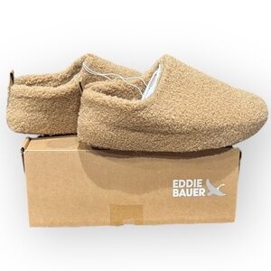Size 11- Eddie Bauer Men's Cozy Faux Shearling Slippers Tan